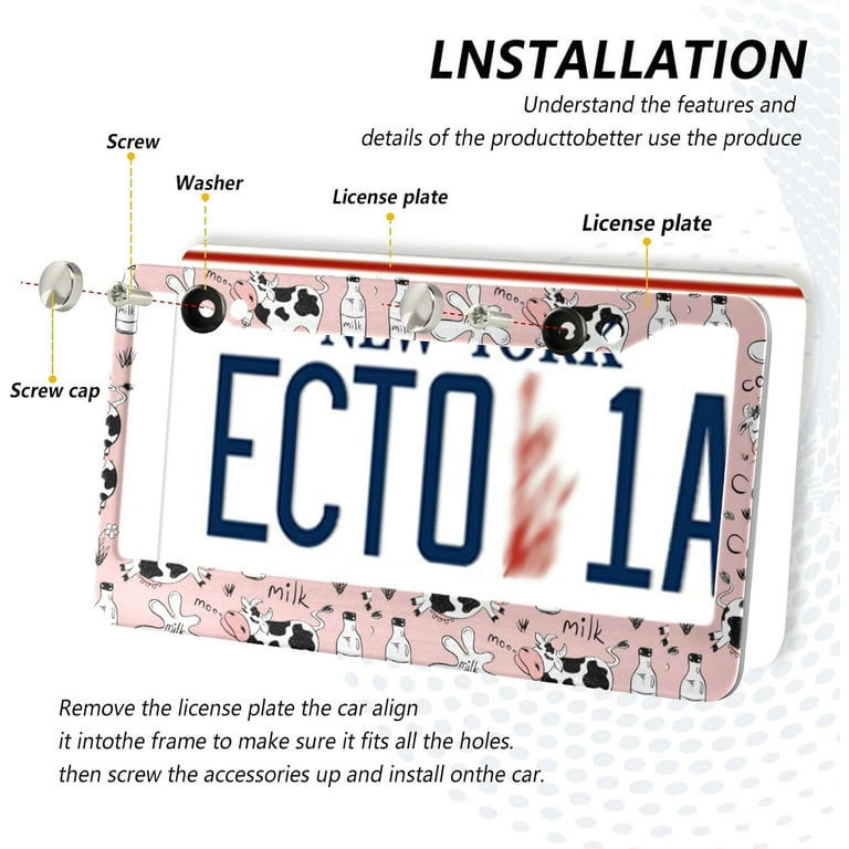 Personalized Stainless Steel License Plate Frame - 12" X 6", 2 Holes, Custom Text Any Name Or Quote (Pink)