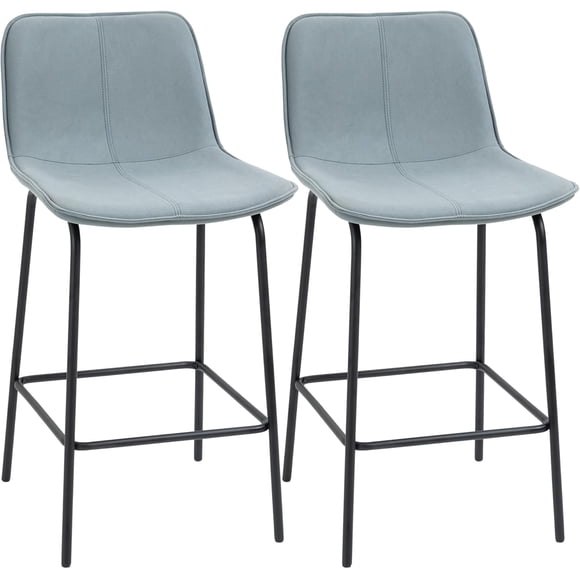 Bar Stools Set , Upholstered Counter Height Bar Chairs, 26" (66 cm) Kitchen Stools with Steel Legs for Dining Area, Kitchen Aisle, Light Grey