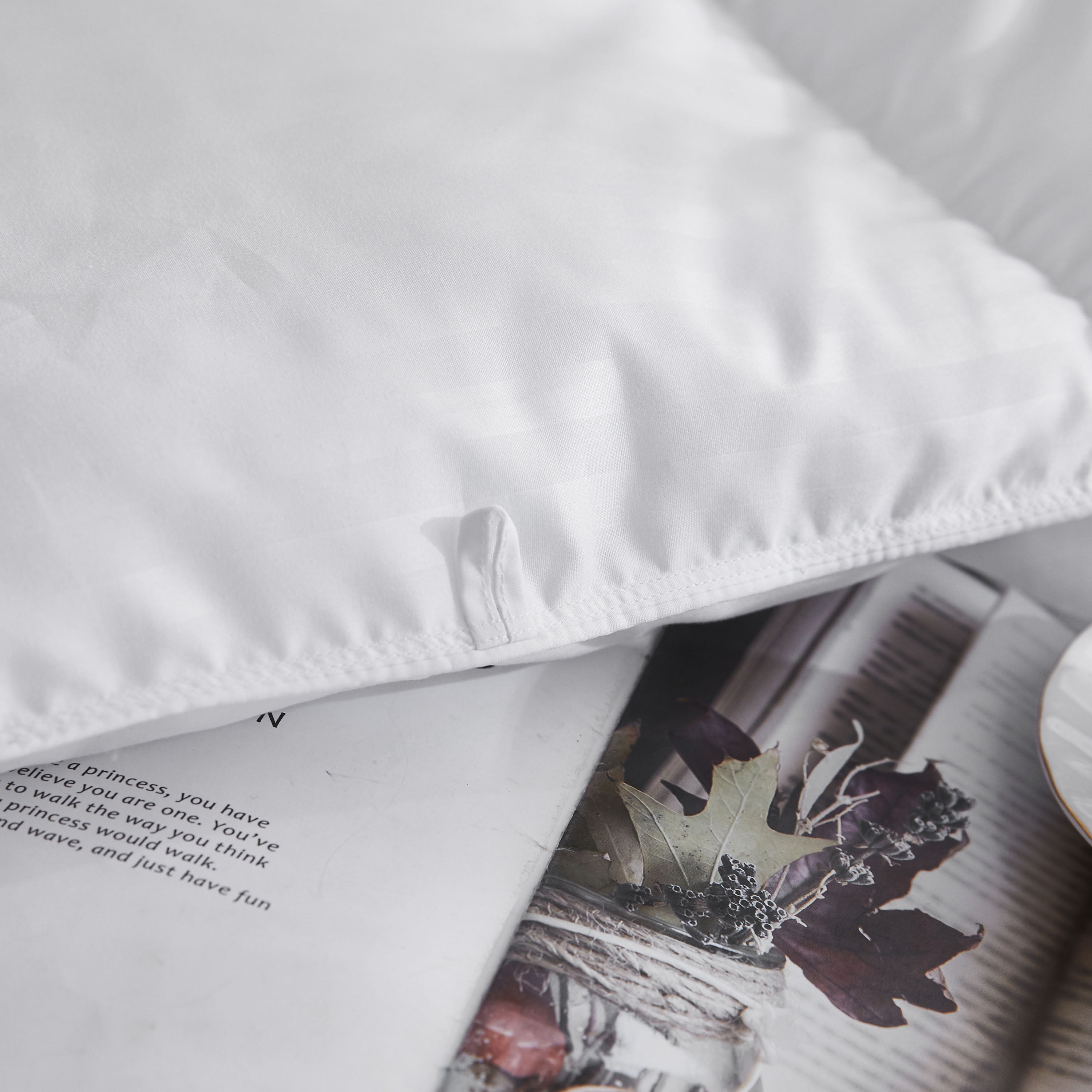 Three Geese Duvet Insert Down Alternative Comforter Queen Size, Soft Lightweight Quilted All Season Bedding Comforter with 8 Corner Tabs, Hypoallergenic & Machine Washable ( White  Stripe, 90"X90")