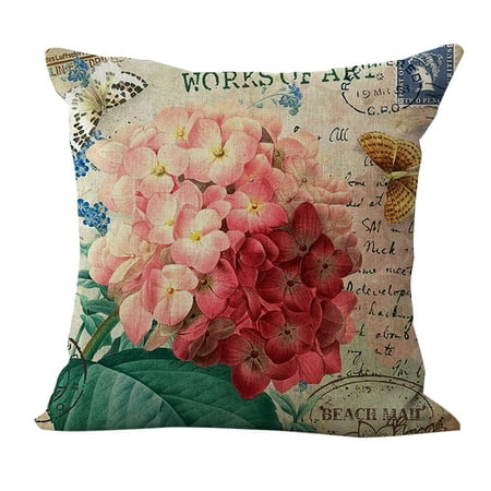 Bay Window Sofa 18 * 18 inches / 45 * 45cm Polyester Romantic Flower Pattern Cushion Cover Decorative Sofa Car Waist Square Pillow Case Pillowcase Home Bay Window Bedside Decor ()