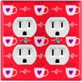 thumbnail image 1 of Metal Light Switch Wall Plate Outlet Cover (Coffee Espresso Mocha Cup Purple Heart Red - Double Duplex), 1 of 2