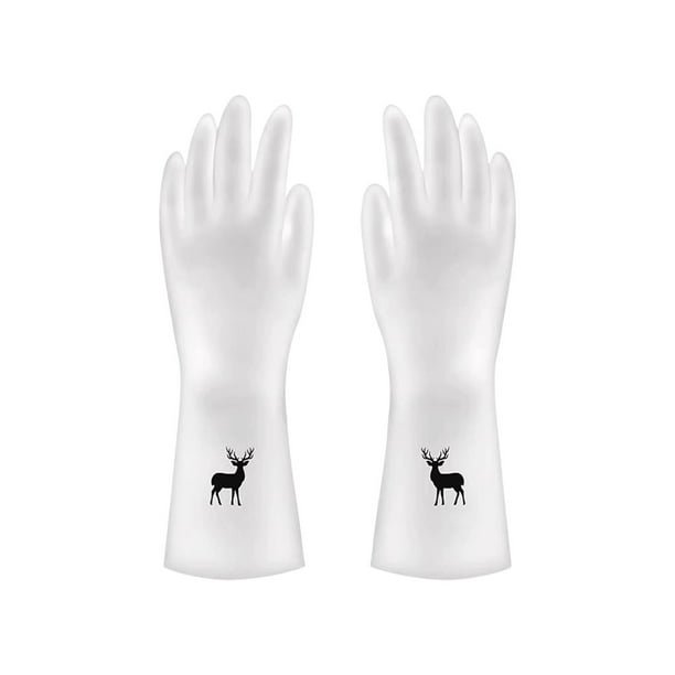 Pisexur Batería de cocina Guantes de látex de goma impermeables para lavavajillas, 1 par, puños medianos y largos, para limpieza doméstica, lavandería y jardinería. para la cocina del hogar