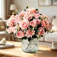 thumbnail image 1 of Ramo de flores artificiales con rosas de seda, peonías, hortensias para hogar, boda, centro de mesa, decoración floral, sin mantenimiento., 1 of 9