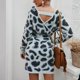 thumbnail image 4 of Paquete de mujer Vestido de suéter de cadera Manga larga Cuello en V Sin espalda Elegante Primavera Otoño Invierno Vestido para fiesta Trabajo Ocio Gris XL, 4 of 6