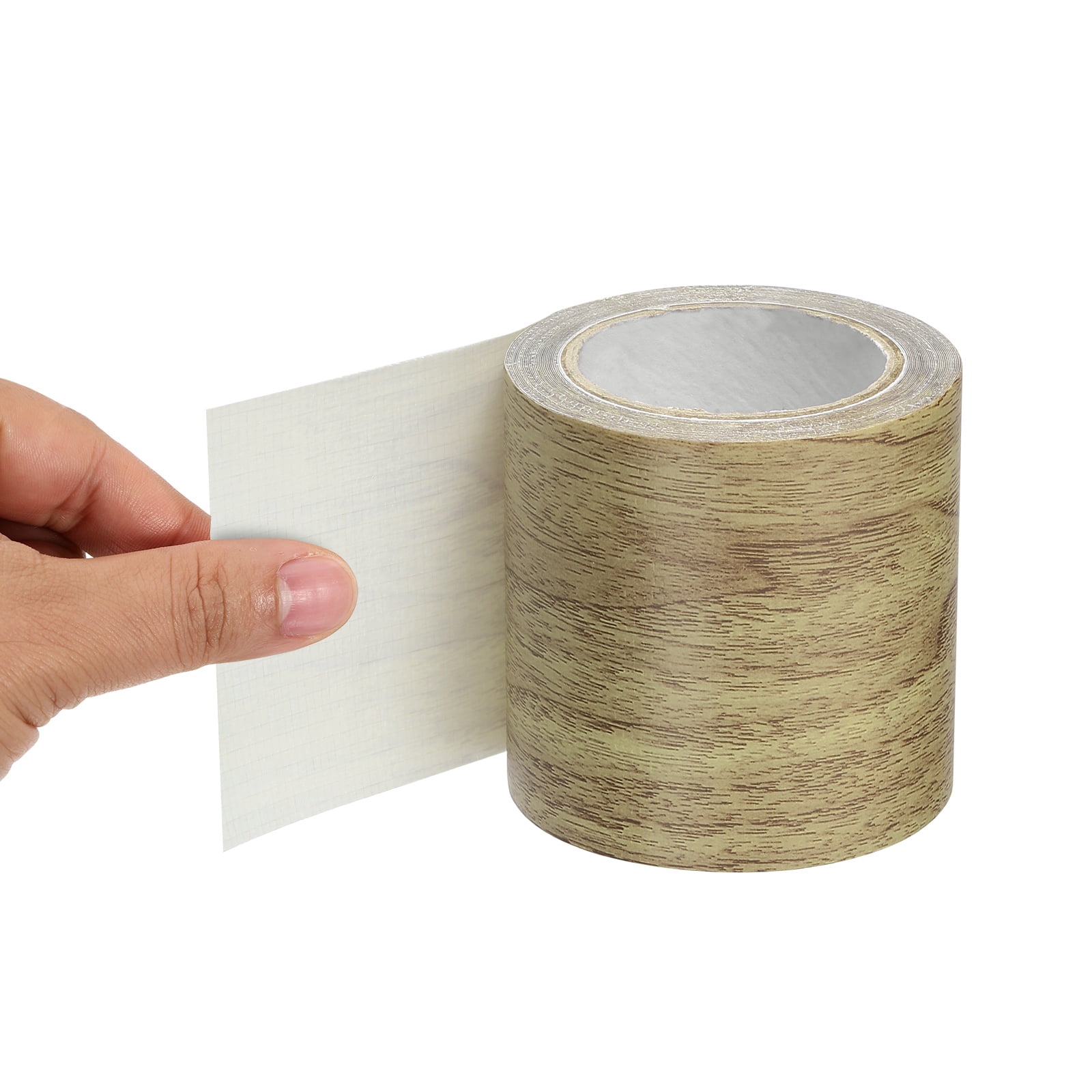 Uxcell Wood Grain Repair Tape 2.2" x 14.99' Self Adhesive Realistic Textured Repair Tape Patch with Scraper Brown Oak