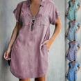 thumbnail image 1 of Gspmoly Robes d'Été pour Femmes, Robe Mi-Mollet Ample à Manches Courtes Unie avec Fermeture Éclair pour Femmes, Robes de Mariage pour Femmes en Liquidation, 1 of 7
