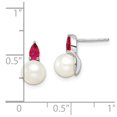 thumbnail image 2 of Auriga 14k White Gold Pearl and Ruby Stud Earrings for Women, 2 of 4