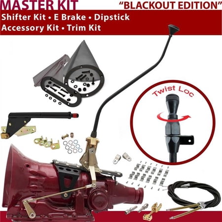American Shifter 4L80E Shifter Kit Black 23 in. Swan E Brake Cable Clamp Clevis Trim Kit Dipstick for DE846
