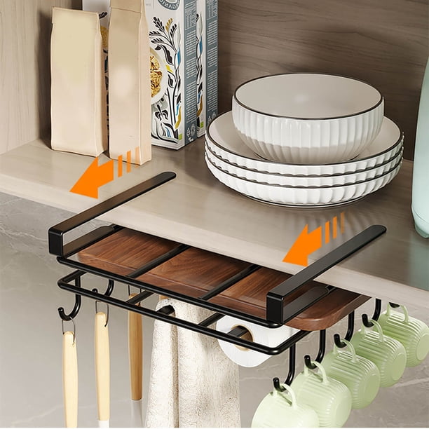 Support de planche à découper sous l'armoire | Organiseur de planche à découper multifonction avec crochet pour ustensiles de cuisine et outils