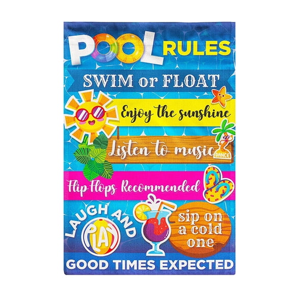 Drapeaux Décoratifs, Panneaux de Règles pour Piscine Extérieure, Drapeau de Jardin, Décoration de Maison de Jardin, Flags_ Banners & Accessories