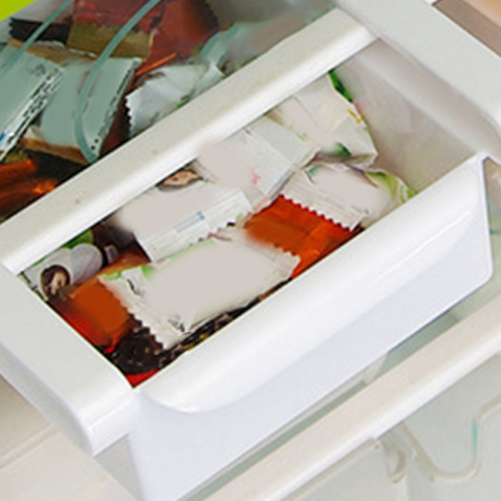 3Pcs Retractable Drawer Type Refrigerator Storage Box Food Fresh Keeping Classified Organizer Container Basket Fridge Shelf Holder Plastic Storage Bins White