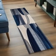 thumbnail image 3 of 2'x6' Rug Runners for Hallways Kitchen, Boho Navy Blue Non Slip Entryway Beside Floor Carpet Runner, Modern Geometric Abstract Art Washable Laundry Room Bedroom Throw Rugs Mat for Family Pet, 3 of 8