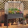 thumbnail image 4 of Costway 1 PCS Galvanized Raised Garden Bed with Legs Greenhouse Cover Roll-up Door for Vegetable Gray, 4 of 10