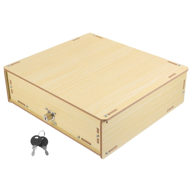 OUNONA Multi-Compartment Change Box Cash Drawer Tray Wood Beige for Household 1Pack