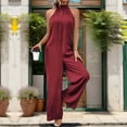 thumbnail image 2 of hotojiny Jumpsuit for Womens Sleeveless Halter Tied Wide Leg Loose Long Pants Romper One-Piece Outfits for Party Club, 2 of 6