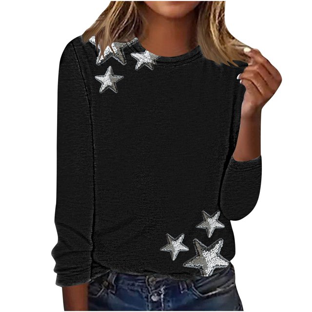 Amzcrzy Hauts pour Femmes Imprimé Floral Tendance Printemps Été Hauts Habillés Décontractés Manches Longues Col Rond T-Shirts Confortables Polyvalents pour Sortir