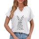 thumbnail image 5 of Corto para las Mujeres Casual Verano 2025 Pascua Impresión V-Cuello Camiseta, Ligero 95% Poliéster 5% Spandex Top para Toda la Temporada Hogar Y Diario, 5 of 7