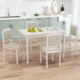 thumbnail image 2 of Gymax 5 PCS Dining Table Set for 4 w/Rubber Wood Legs Upholstered Seat Padded Backrest Beige, 2 of 10