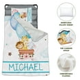 thumbnail image 3 of KAINSY Personalized Toddler Nap Mat for Girls–Custom Name Sleeping Mat with Elephant Balloon Ride Theme, Tot Cot Kids Nap Mat with Pillow and Blanket, Roll-Up Preschool Daycare Slumber Bag, 3 of 4