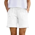 thumbnail image 3 of Noric Women's Cotton Casual Shorts High Waisted Elastic Waist Loose Fit Lightweight Summer Beach Shorts with Pockets, 3 of 9