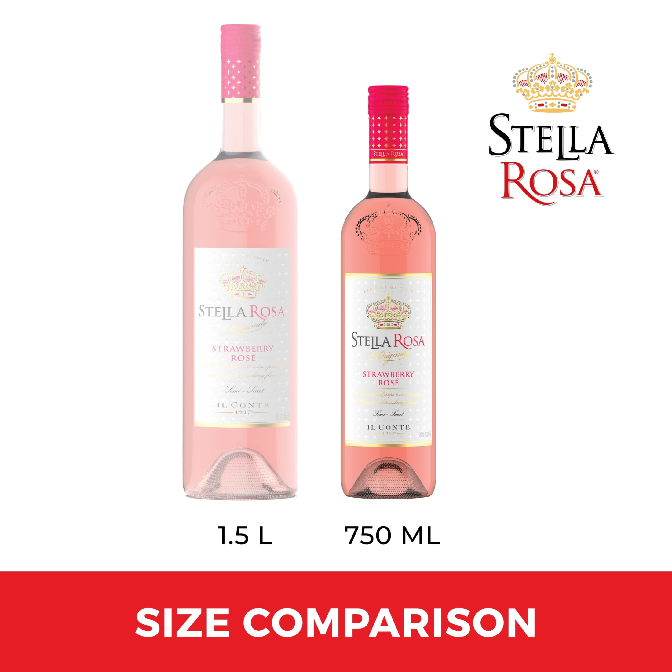 Stella Rosa Strawberry Rose Semi-Sweet Rose Wine, 750ml Glass Bottle, Piedmont Italy