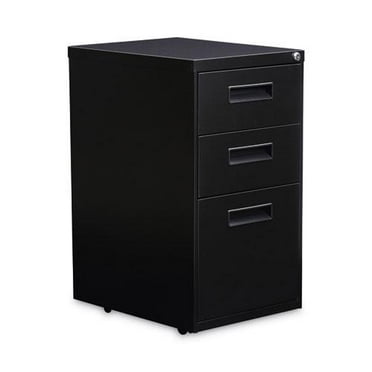 Alera File Pedestal, Left or Right, 3-Drawers: Box/Box/File, Legal/Letter, Black, 14.96" x 19.29" x 27.75"