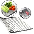 thumbnail image 1 of TIANLAIMEI Over the Sink Multipurpose Roll-Up Dish Drying Rack Pan Bottle Food Drainer Mat, Blue, 1 of 9