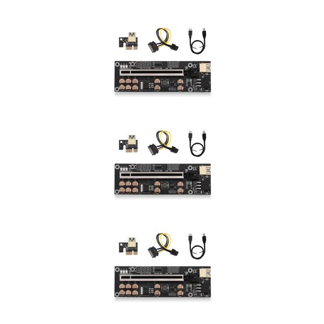 Wisewang PCI-E 1X to 16X Adapter PCI- Extension Board Extender with USB Cable Black 3Set