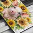 thumbnail image 6 of Pig In Sunflowers Watercolor Design Faux Leather Travel Luggage Tag, 6 of 7