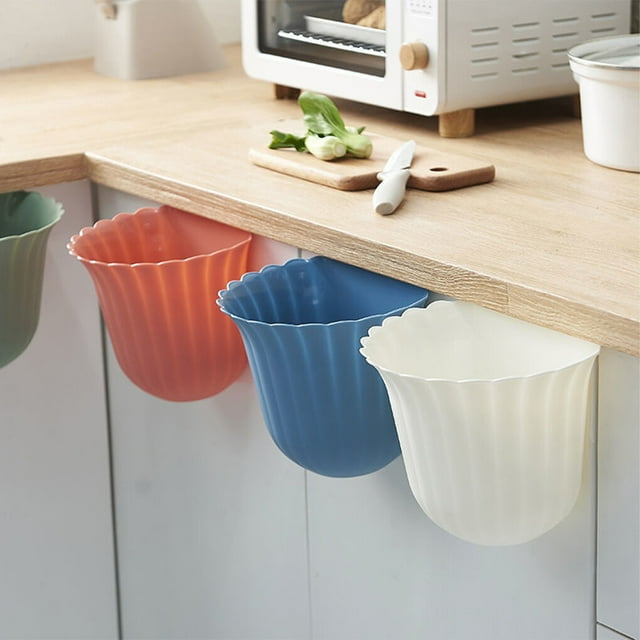 Xingzhi Flowers Shape Kitchen Cabinet Door Hanging Trash Waste Storage Tools Can Collection Basket Garbage Bin Container Blue