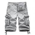 thumbnail image 4 of Monos Monos de color liso Pantalones casuales de 5 colores con múltiples bolsillos Pantalones de 5 puntos de moda para hombres, 4 of 5