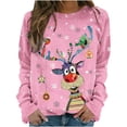 thumbnail image 2 of Chandail en Molleton de Noël pour Femmes 2023 Hiver Sexy Col Rond Imprimé Manches Longues Blouse Régulière en Solde, 2 of 6