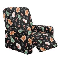 Renewold Snowman Gingerbread Man Tree Stretch Recliner Couch Cover Heavy Duty Reclining Chair Cover 4 Pieces Lazy Boy Recliner Chair Slipcover Thick Christmas Furniture Protector
