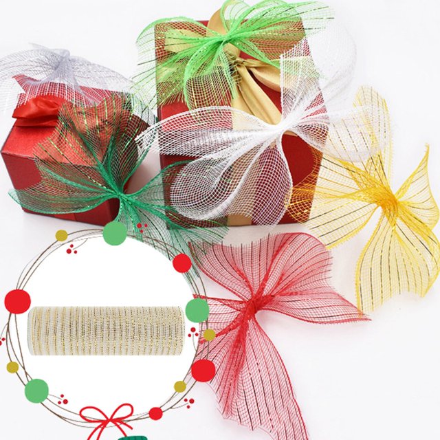 MesaSe craft supplies Poly Mesh Ribbon With Metallic Foil Each Roll For Wreaths Swags Bows Wrapping And Decorating