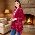 thumbnail image 4 of Women's Embroidered Velvet Open Front Cardigan, 4 of 21