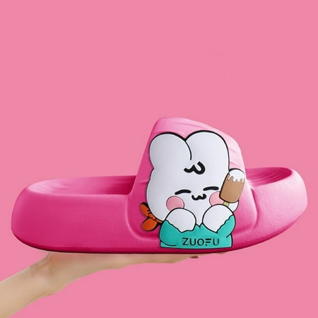 

CoCopeanut Cute Cartoon Rabbit Design Thick Sole Women Slippers Bathroom Beach Indoor Sandals 2022 Summer New Couple Slides Cool Shoes