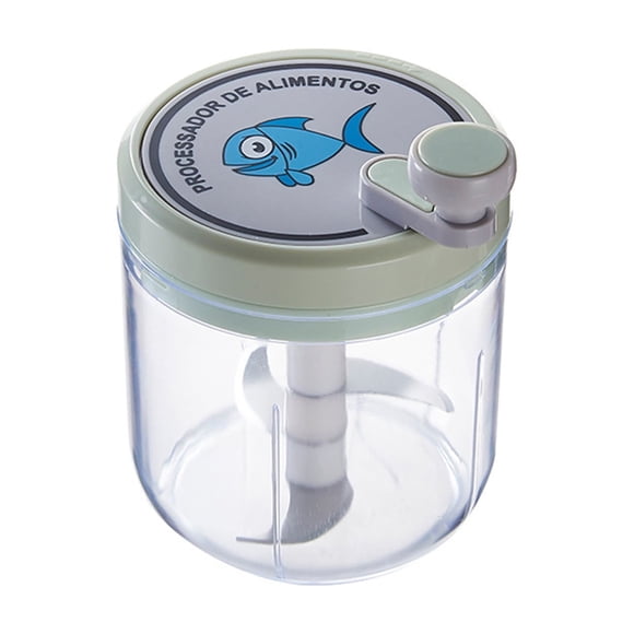 Mini Food Processor Manual Portable 304 Stainless Steel Blades 600Ml Bowl for Garlic, Vegetables, Travel and Camping