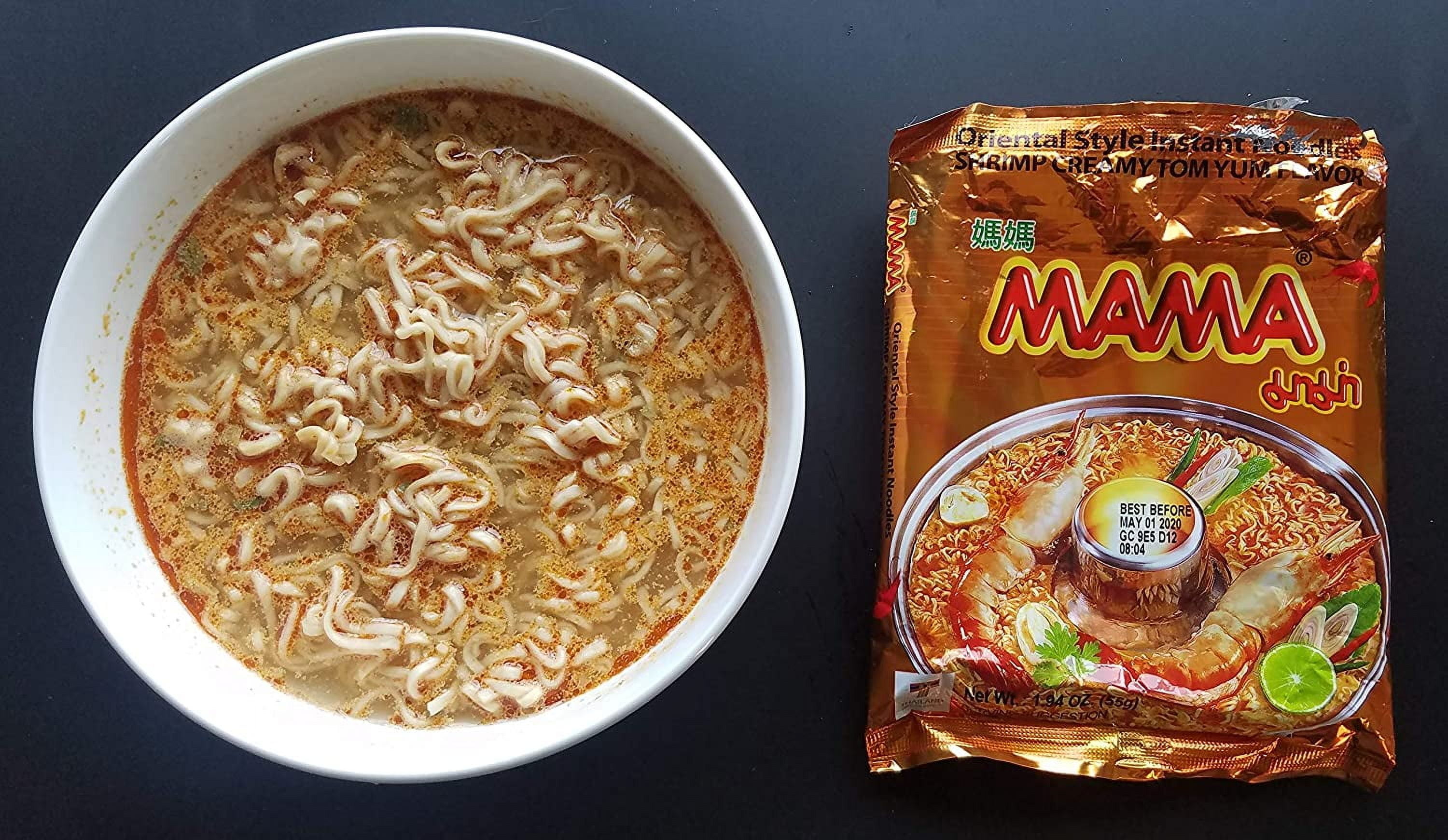 MAMA Oriental Style Instant Noodles (Shrimp Creamy Tom Yum Flavor) (Pack of 30 , one case) plus NineChef Brand Spoon