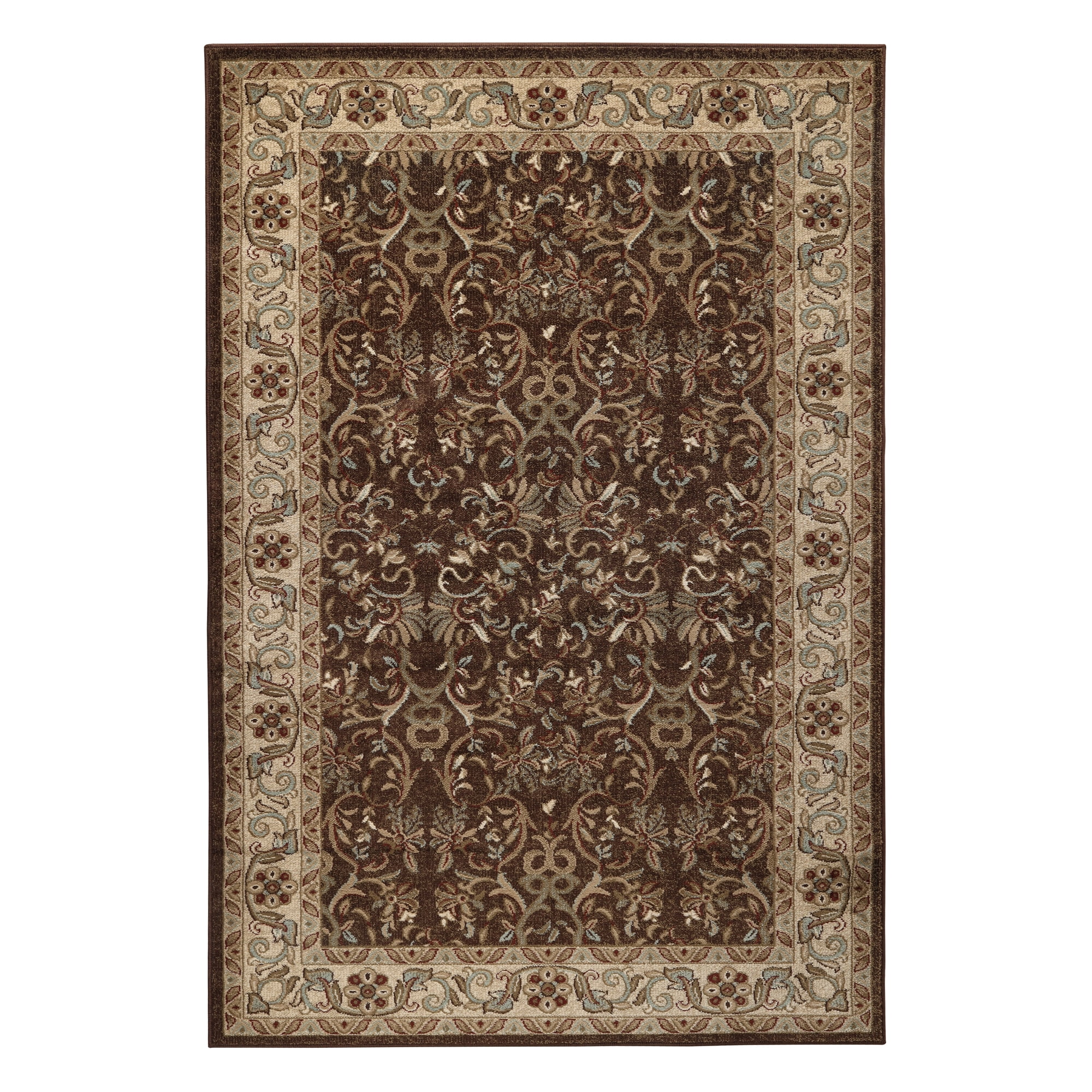 BNM Floral Scroll Vines Indoor Area Rug, 8' x 10', Mocha