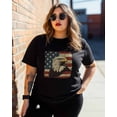 thumbnail image 3 of T Shirts for Women Short Sleeve Cotton Crewneck T-Shirt, Eagle USA Flag Vintage Tee Tops Casual Basic T-Shirts, XS-5XL Black XS, 3 of 7