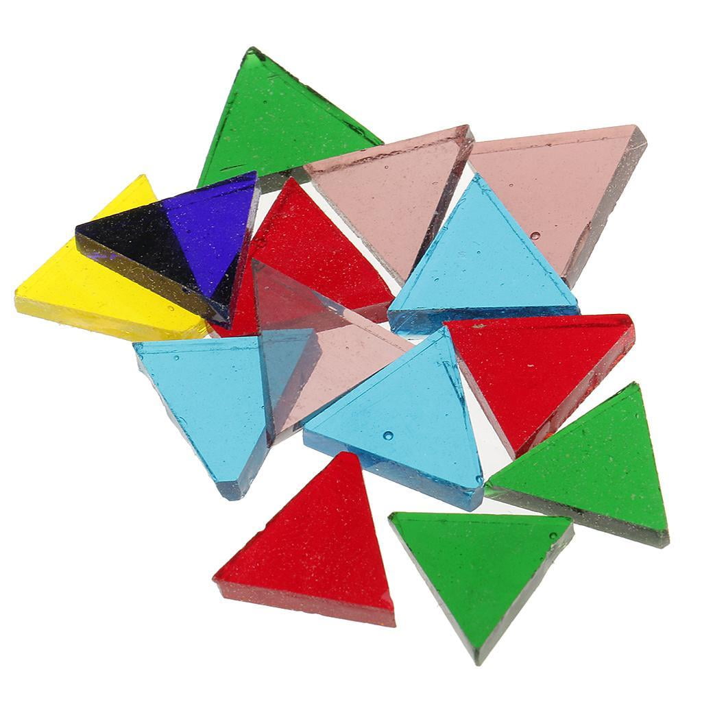 S SERENABLE 320g Square and Triangle Shape Assorted Colors Clear Glass Pieces Mosaic Tiles Tessera for Arts DIY Craft 14 mm/ 10x10mm