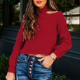thumbnail image 2 of Vedolay Sweaters for Women Trendy Womens 2023 Fashion V Neck Collared Sweaters Casual Loose Lantern Long Sleeve Tops,Red M, 2 of 5