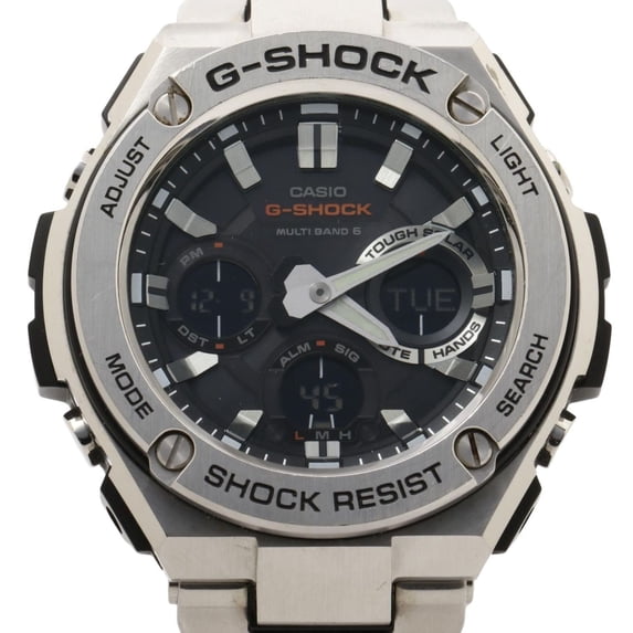 Pre-Owned CASIO GSHOCK GSTEEL GSTW100 Series Watch (GSTW110D1AJF) in Black and Silver Resin...