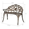 thumbnail image 5 of Tcbosik 38.5" Vintage Garden Bench, Decorative Rose Pattern Cast Aluminum Seat, Weather-Resistant Outdoor Bench for Patio/Lawn/Balcony/Porch, Bronze, 5 of 9