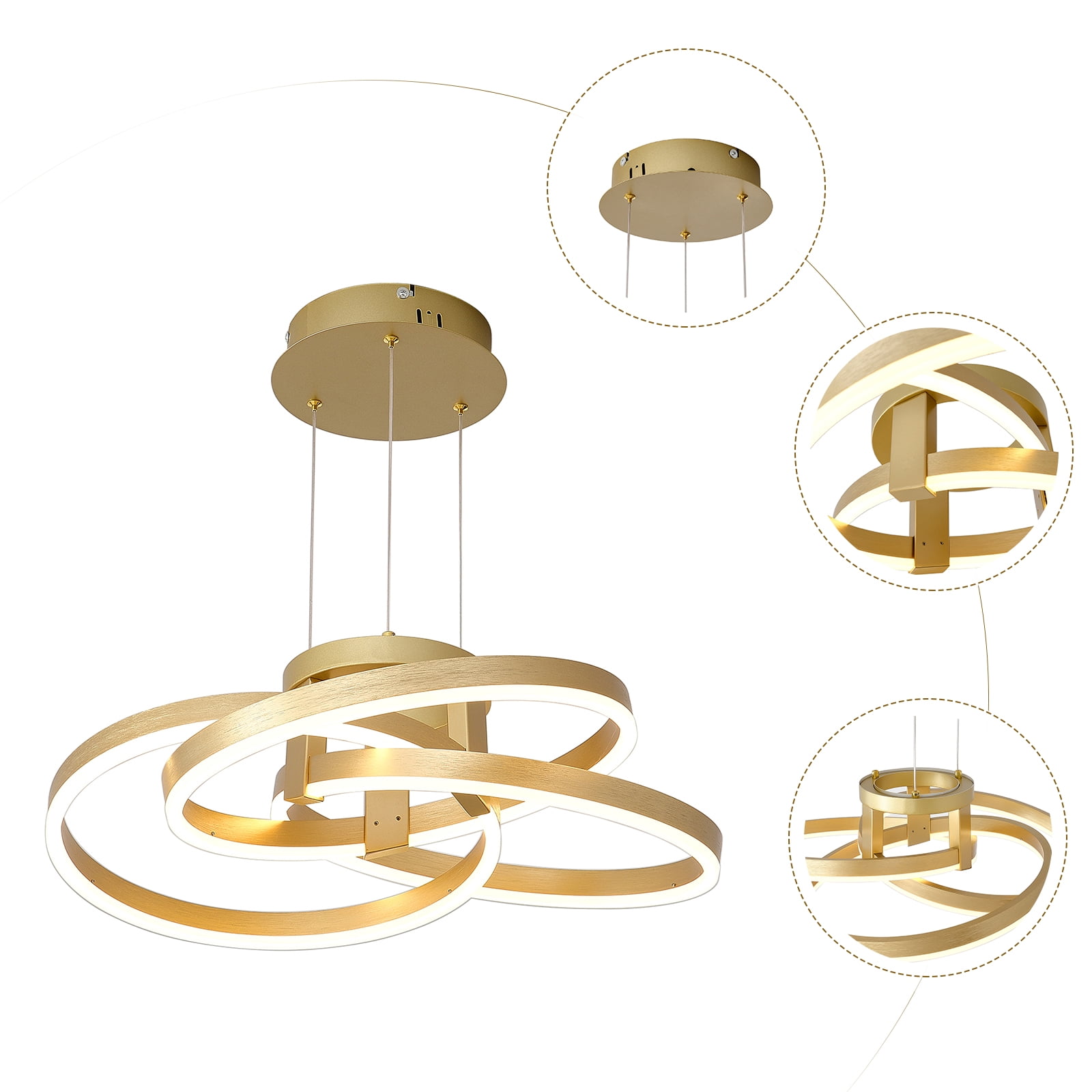 Modern LED Ceiling Light,3 Ring LED Chandelier Lighting Fixture Dimmable LED Hanging Lamp Pendant Light with Remote Dimming Chandelier for Dining Room,Entryway Kitchen