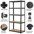 thumbnail image 4 of Fullfurnique 71″ Height Metal Storage Rack with Adjustable Shelves, Black, 4 of 8