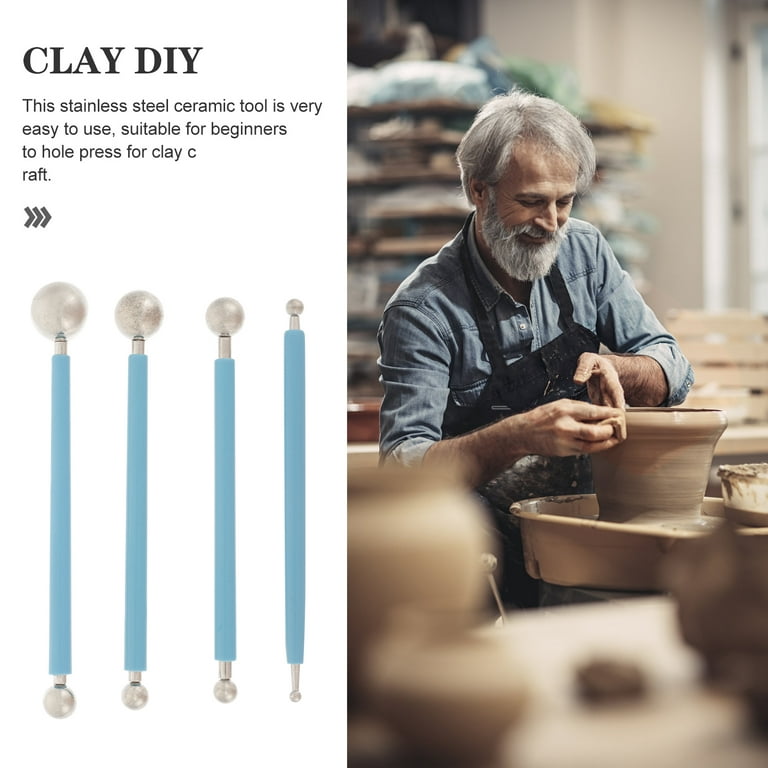 4 Pcs Tools Clay Shaping Stylus Ball Rod Fondant Cake Decorating Ceramic  Sculpting Polymer 