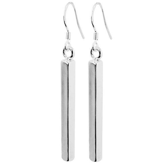 Simple Sterling Silver Plated Bar Drop Dangle Earrings