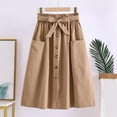 thumbnail image 2 of Riforla Women's Casual High Waist Pleated A Line Midi Skirt with Pocket Skirts for Women Trendy Khaki One Size, 2 of 4