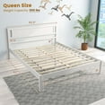 thumbnail image 3 of Costway Queen Wooden Platform Bed with 12 Slats Headboard & Under Bed Storage White, 3 of 10